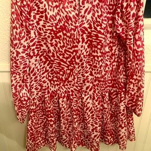 burgundy mini dress with ruffled drop waist